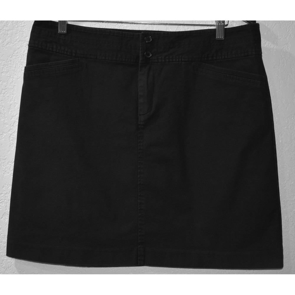 Christopher & Banks Black Cotton Blend Twill Skort Shorts Womens 12 Stretch